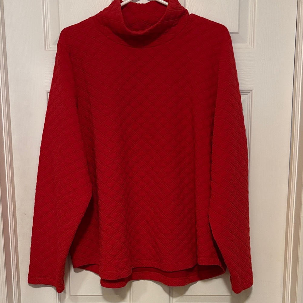 J. Crew Red Cowl Neck Quilted Sweatshirt